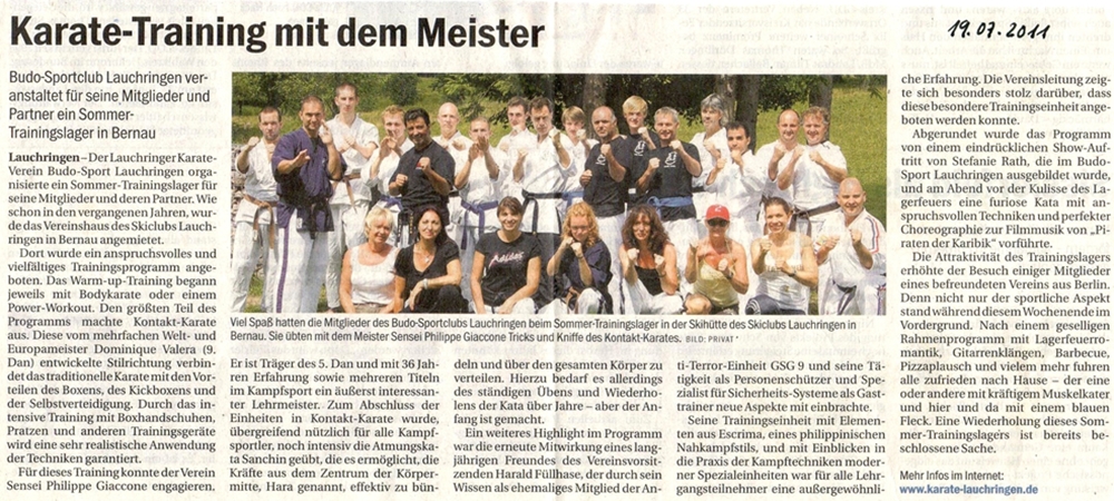 2011-07-19 Pressebericht Südkurier Sommertrainingslager